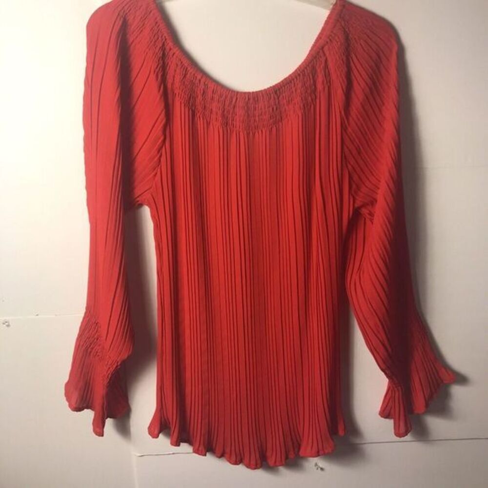Dress-U-II By Sharon Woman's Red On/Off‎ Shoulder Blouse  Flare Sleeves  Size 2X